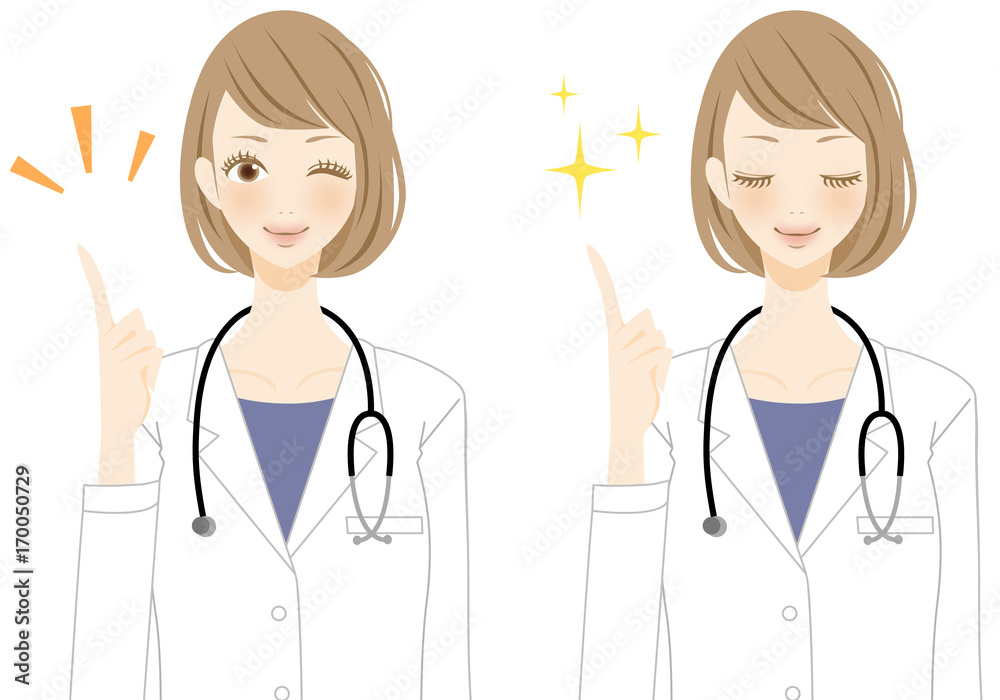 Fototapeta premium 指差し ポイント アドバイスする医者 医師