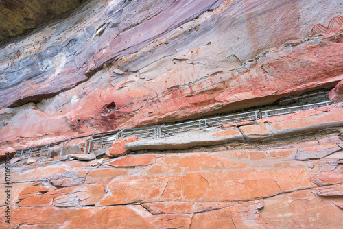 Pre-historical cave paintings over 3000 years at Pha Tam National Park, Ubon Ratchathani, Thailand photo