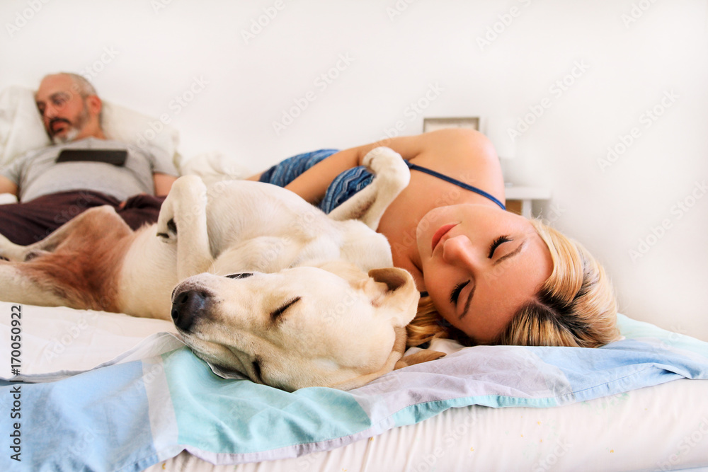 Dog sleep top with owner