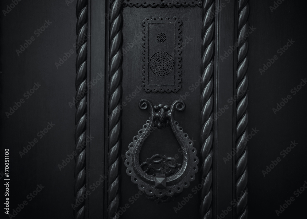 Details of beautiful dark gray door. Details of beautiful dark gray door.