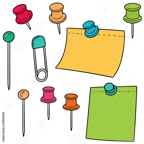 vector set of pin and memonote