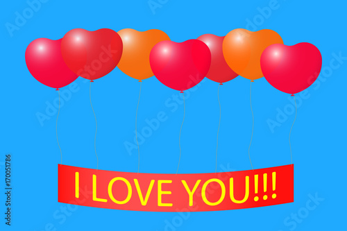 Tape with a Declaration of love on the balloons.
