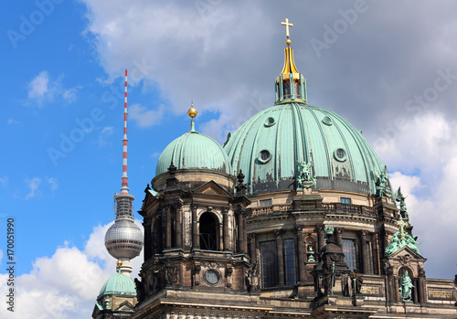 Dome of the berlin cathedral and in the background the modern te photo