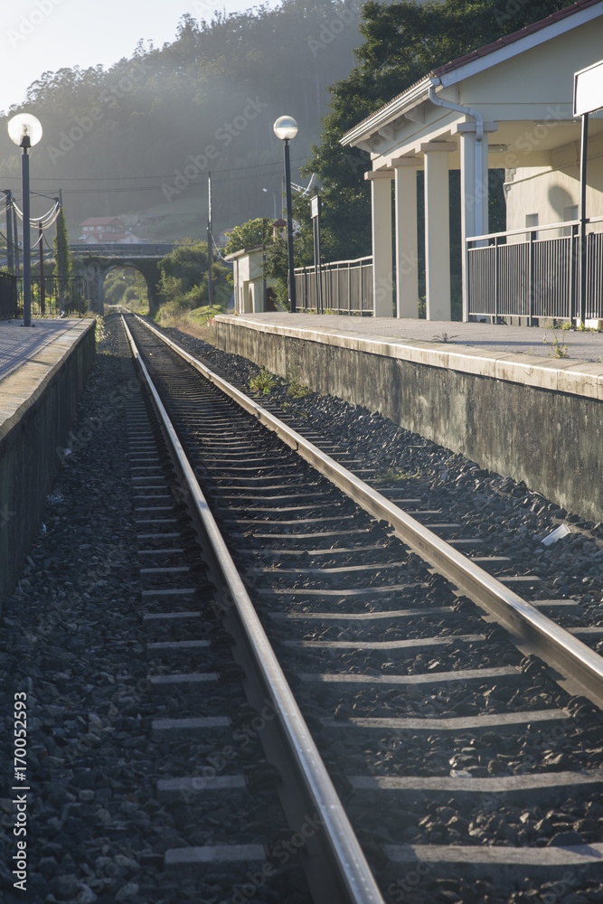 Naklejka premium Railway Train Station Platform