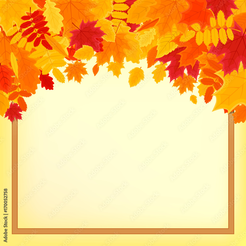 Autumn Background with Leaves and Frame. Space for Your Text. Vector Illustration Banner. Autumn Background with Leaves and Frame. Space for Your Text. Vector Illustration Banner.