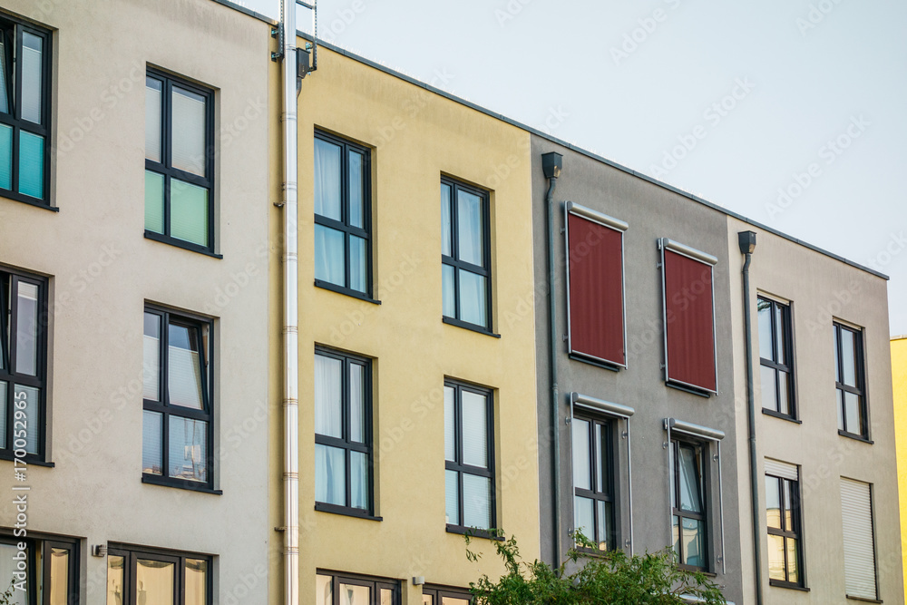 detailed view of modern architectured row houses