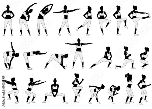 Sportive girl icons.