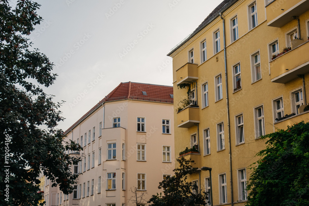 houses in berlin with clean sky
