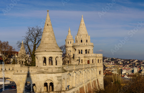 Fisherman's Bastion in Budapest is a popular tourist and architectural attraction, Hungary