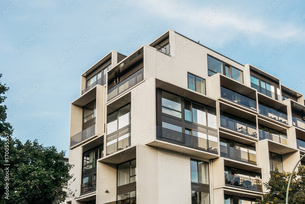 modern apartment building with futuristic architecture