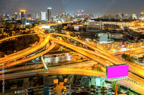 Bangkok city - road at night in Bangkok Thailand.