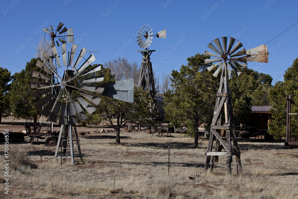 Farm And Ranch Windmills Stock Photo, Old Farm Windmills