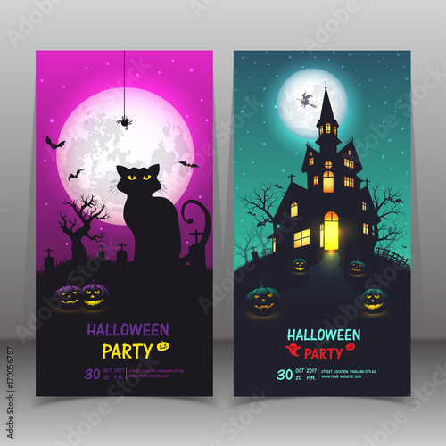 Happy Halloween banner. set background vector illustration,Set of vector design elements.