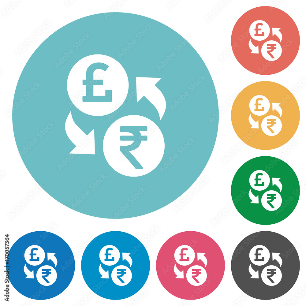 Pound Rupee money exchange flat round icons Pound Rupee money exchange flat round icons