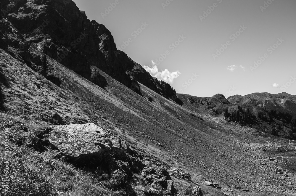 moutain peak, view of a bare mountain peak over italian alps