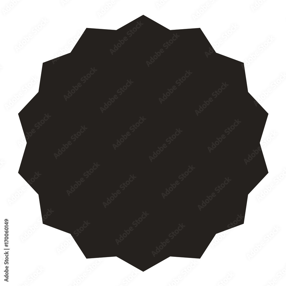 Icon of starburst, sunburst badge,label, sticker. Black on white color.  Vector illustration