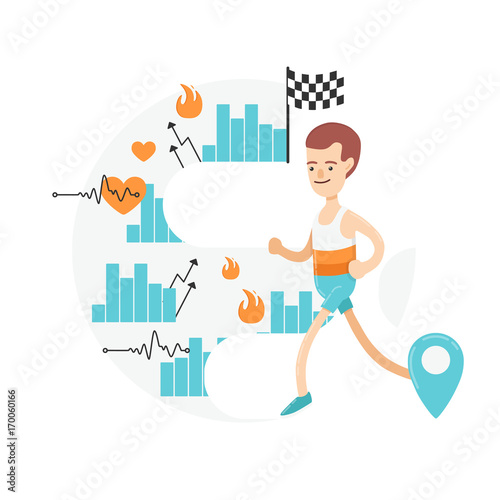 Fresh and modern illustration. A young running man.