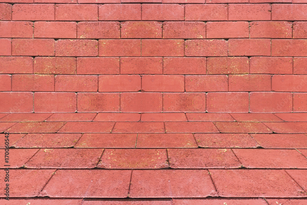 custom made wallpaper toronto digitalRed brick wall in perspective view, brick pattern textured background.