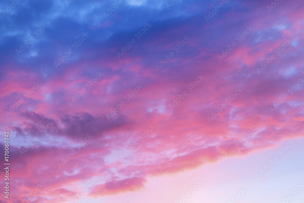 Multicolored sky at sunset time background