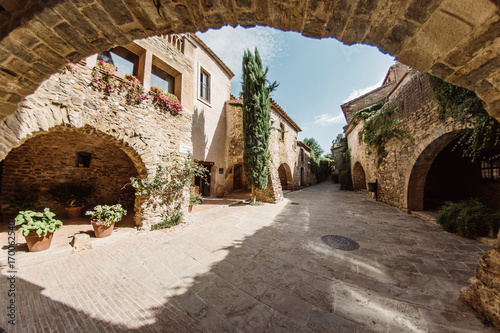 Medieval and touristic town of Monells, la Costa Brava, near Girona, in the north of Catalonia, Spain