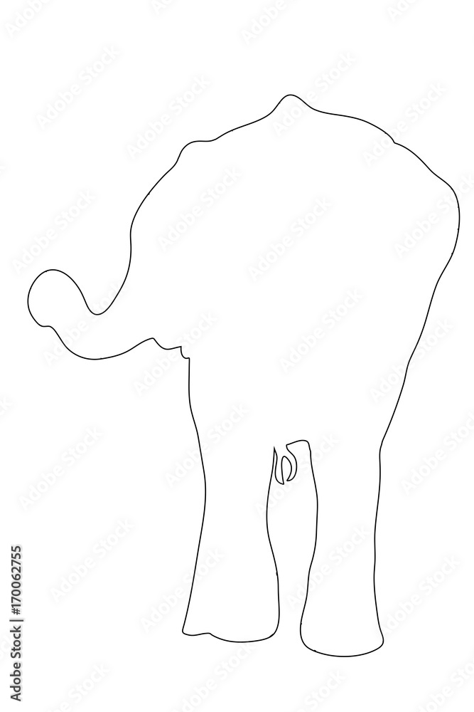 Outline of an african Elephant - digitally handdrawn illustration on white background Outline of an african Elephant - digitally handdrawn illustration on white background