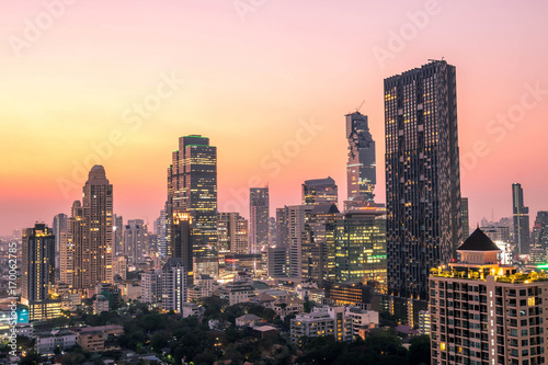 cityscape of Bangkok city at night , landscape Thailand 