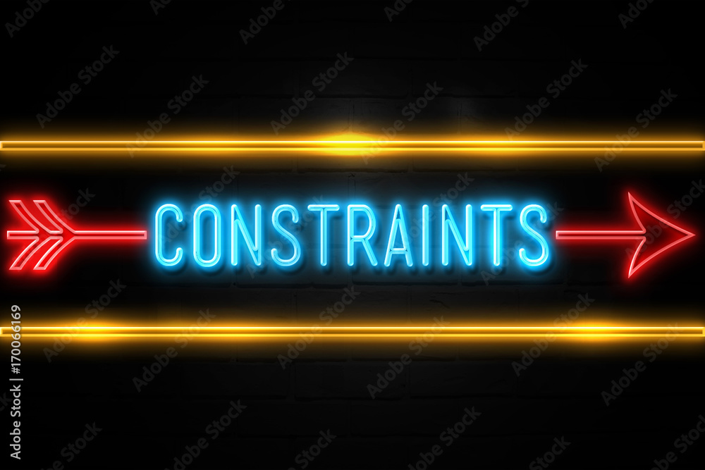 Obraz premium Constraints - fluorescent Neon Sign on brickwall Front view