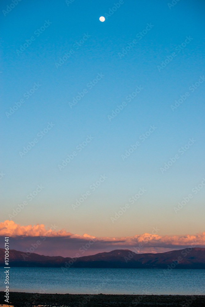 Moon over Lake Tahoe