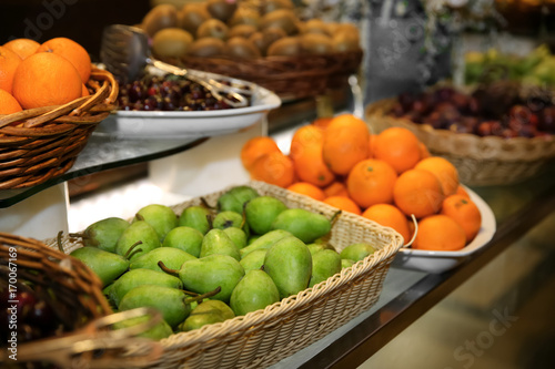 Different kinds of fruits at buffet