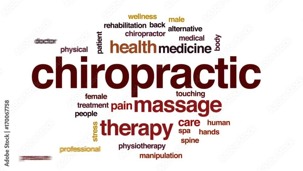 Chiropractic animated word cloud, text design animation. Chiropractic animated word cloud, text design animation.