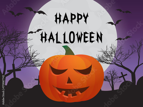 pumpkin, cemetery, bats, and test the "happy Halloween"