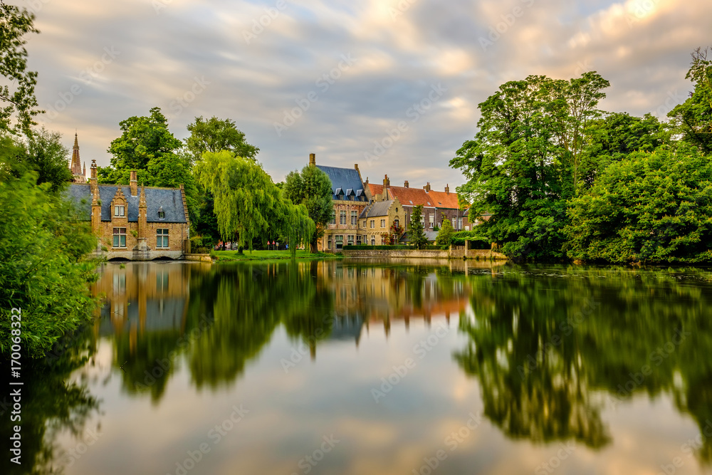 Bruges (Brugge) cityscape with Minnewater lake Bruges (Brugge) cityscape with Minnewater lake