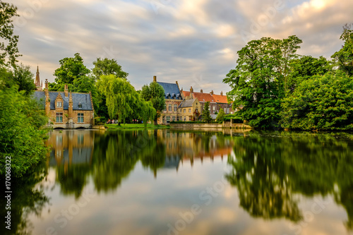 Bruges (Brugge) cityscape with Minnewater lake