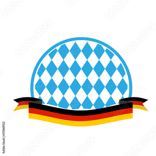 Oktoberfest template. Blue rhombuses and ribbon flag of Germany. Symbol for beer festival in Germany