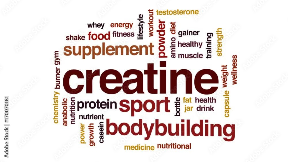Creatine animated word cloud, text design animation. Creatine animated word cloud, text design animation.