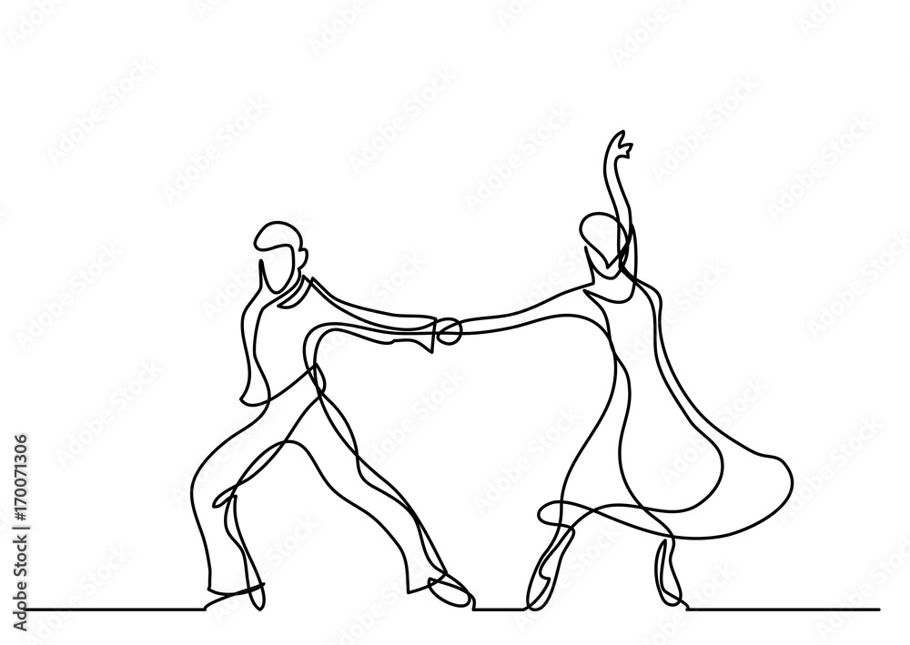 continuous line drawing of dancing couple Stock Vector | Adobe Stock