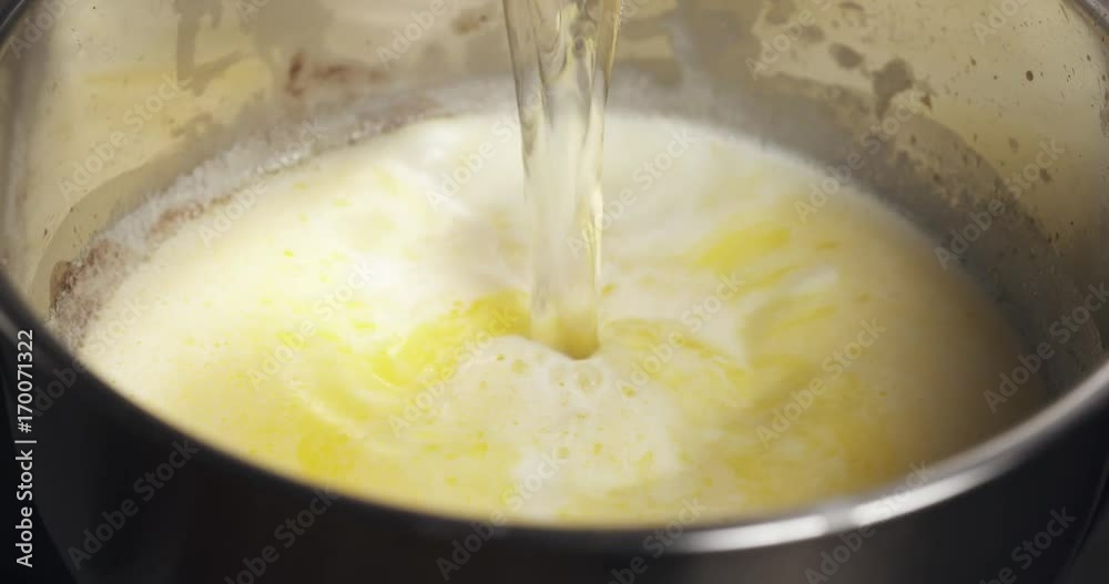 adding water to melted butter adding water to melted butter