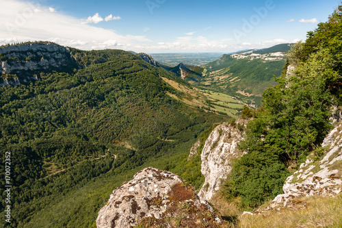 Great views along steep mountain slopes deep valleys, gorges and cayons in the alps of France