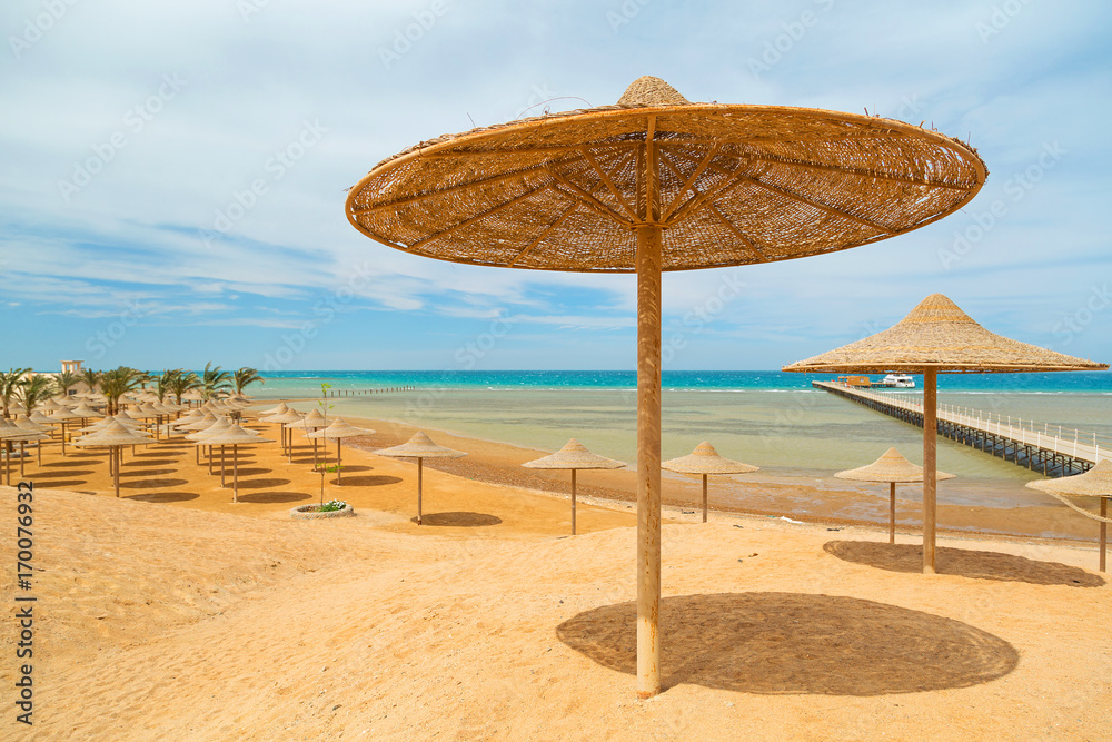 Egyptian beach at sunny day in Hurghada