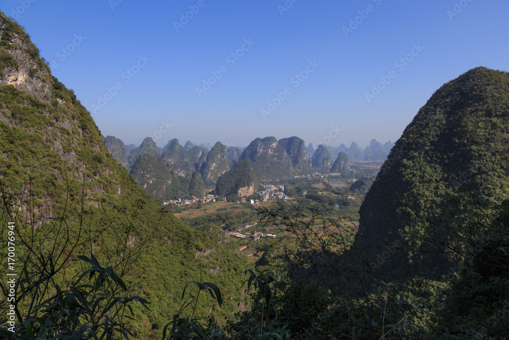 Naklejka premium View from Moon Hill in Yangshuo, China