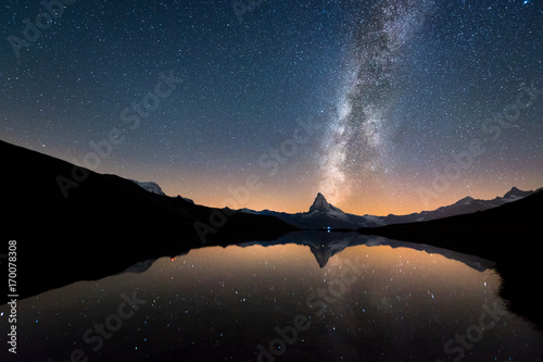 Milky Way over Matterhorn and Stellisee