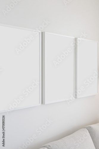 Set of 3 Blank Poster Frames in a Living Room