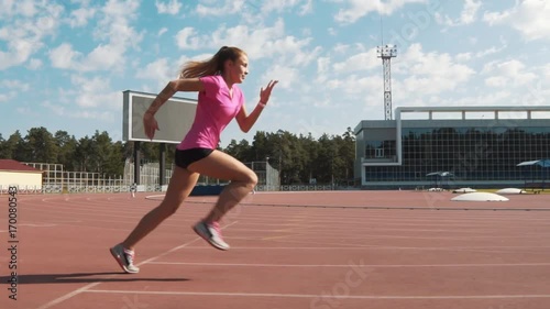 Professional female hurdler during training