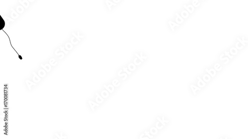 PC computer mouse randomly moves on white background