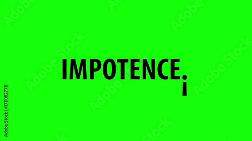 Impotence word on green background with fell exclamation mark