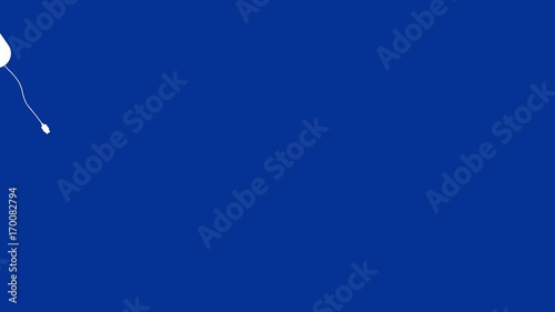 PC computer mouse randomly moves on blue background