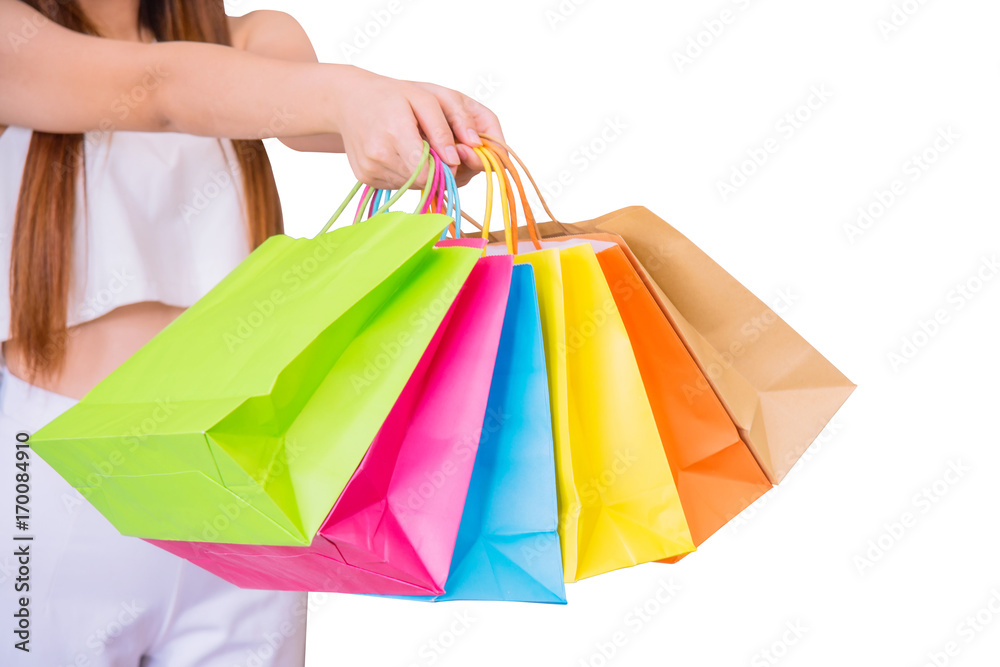 Woman with shopping bags.