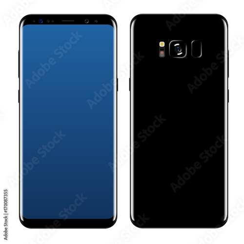 smart phone front and side vector drawing isolated on white background