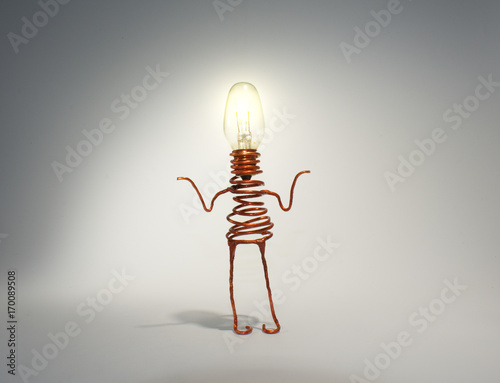 light globe idea robot shrugging