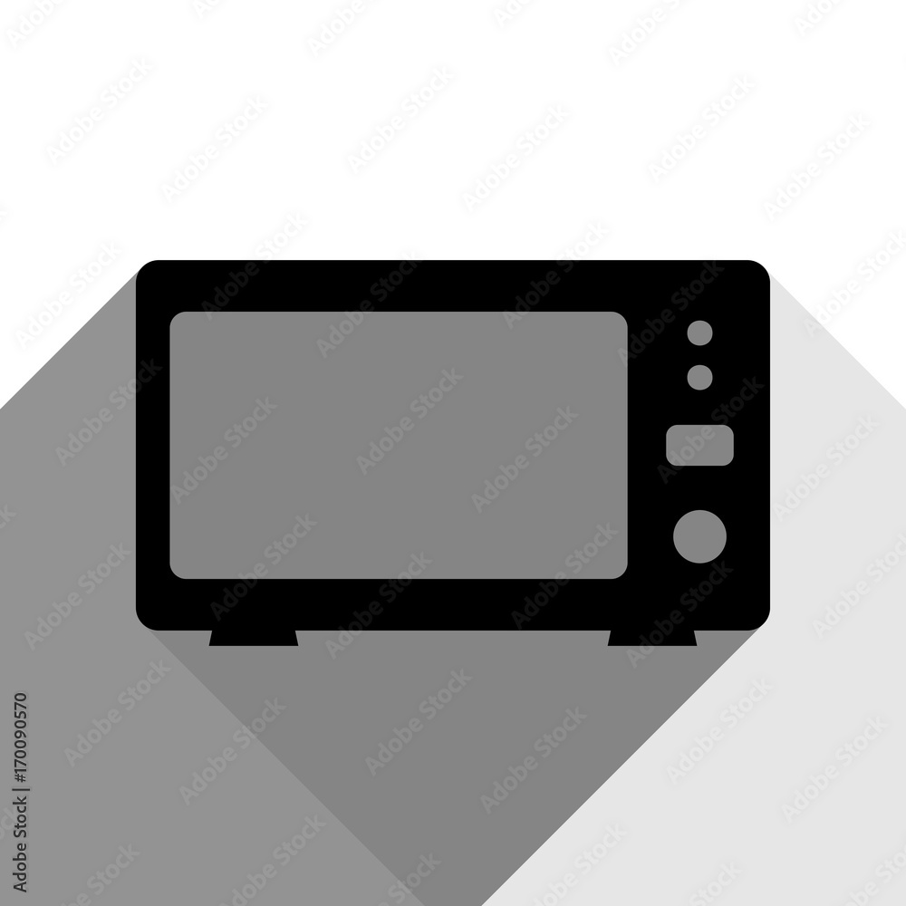Microwave sign illustration. Vector. Black icon with two flat gray shadows on white background. Microwave sign illustration. Vector. Black icon with two flat gray shadows on white background.